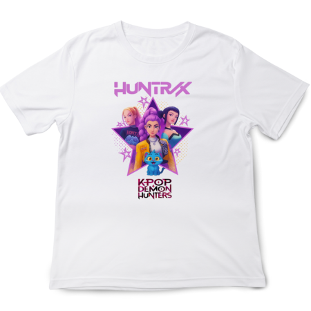 Tricouri Copii - Tricou copii K Pop Demon Huntrix, 5-6 ani, alb, din bumbac 100%