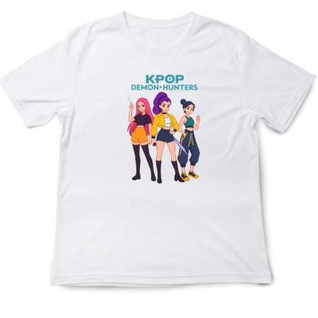 Tricouri Copii - Tricou copii K Pop Demon Huntrix, 5-6 ani, alb, grafică vibrantă