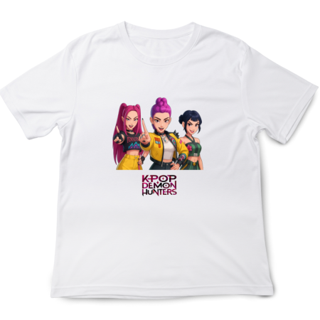 Tricouri Copii - Tricou copii K Pop Demon Huntrix, 5-6 ani, alb, material moale
