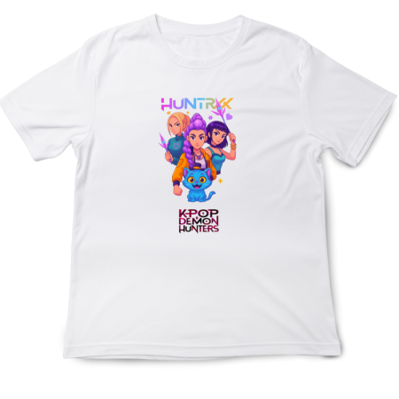 Tricouri Copii - Tricou copii K Pop Demon Huntrix, 5-6 ani, alb, rezistent la spălare
