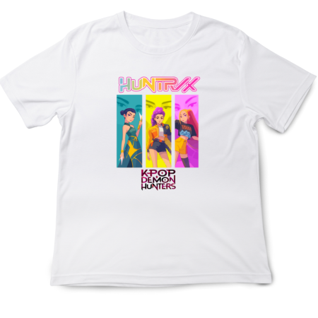 Tricouri Copii - Tricou copii K Pop Demon Huntrix, 5-6 ani, alb, țesătură elastică