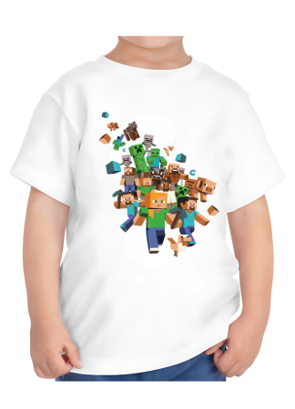Tricouri Copii - Tricou Copii Minecraft, 9-10 ani, bumbac, alb