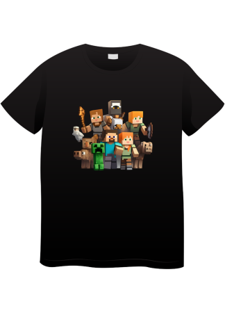 Tricouri Copii - Tricou Copii Minecraft, 7-8 ani, bumbac, negru