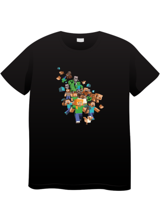 Tricouri Copii - Tricou Copii Minecraft, 7-8 ani, bumbac, negru