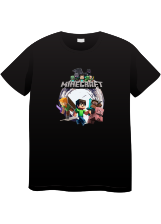 Tricouri Copii - Tricou Copii Minecraft, 7-8 ani, bumbac, negru