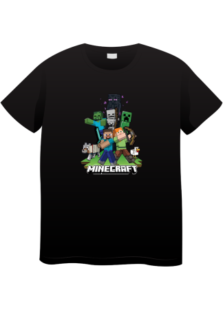 Tricouri Copii - Tricou Copii Minecraft, 7-8 ani, bumbac, negru