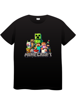Tricouri Copii - Tricou Copii Minecraft, 7-8 ani, bumbac, negru