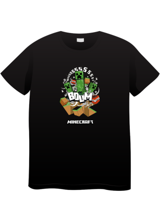 Tricouri Copii - Tricou Copii Minecraft, 7-8 ani, bumbac, negru