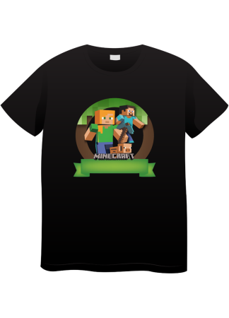 Tricouri Copii - Tricou Copii Minecraft, 7-8 ani, bumbac, negru