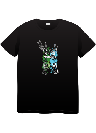 Tricouri Copii - Tricou Copii Minecraft, 7-8 ani, bumbac, negru