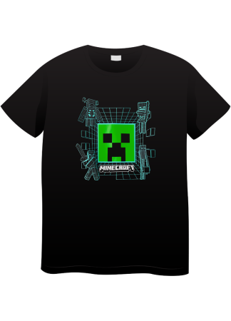 Tricouri Copii - Tricou Copii Minecraft, 7-8 ani, bumbac, negru