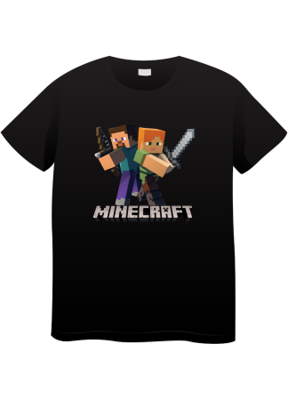 Tricouri Copii - Tricou Copii Minecraft, 7-8 ani, bumbac, negru