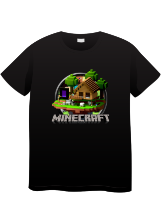 Tricouri Copii - Tricou Copii Minecraft, 7-8 ani, bumbac, negru