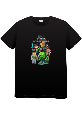 Tricouri Copii - Tricou Copii Minecraft, 7-8 ani, bumbac, negru