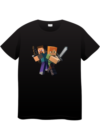 Tricouri Copii - Tricou Copii Minecraft, 7-8 ani, bumbac, negru