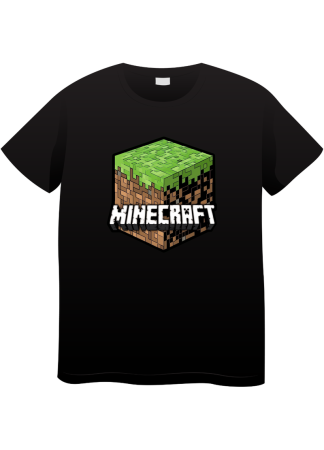 Tricouri Copii - Tricou Copii Minecraft, 7-8 ani, bumbac, negru