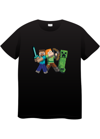 Tricouri Copii - Tricou Copii Minecraft, 7-8 ani, bumbac, negru