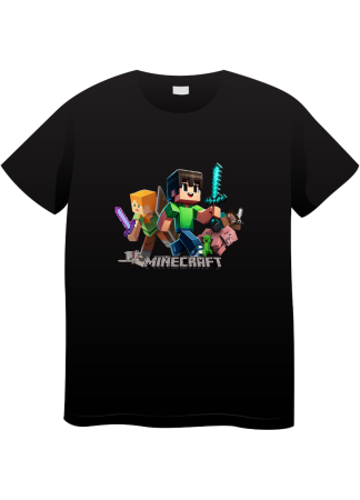 Tricouri Copii - Tricou Copii Minecraft, 7-8 ani, bumbac, negru