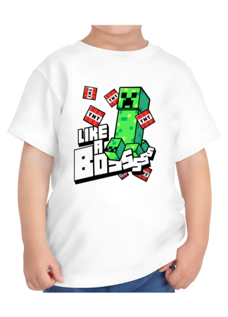 Tricouri Copii - Tricou Copii Minecraft, 9-10 ani, bumbac, alb
