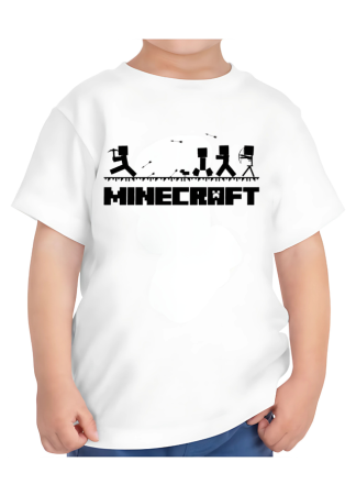 Tricouri Copii - Tricou Copii Minecraft, 9-10 ani, bumbac, alb