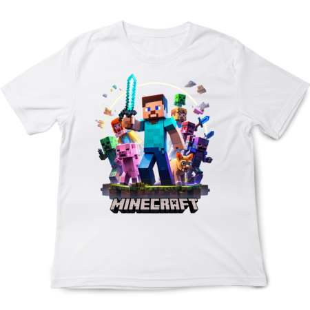 Tricouri Copii - Tricou copii Minecraft, alb, premium, 3-4 ani