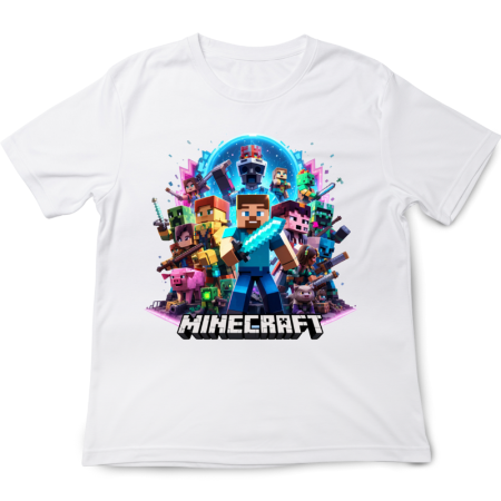 Tricouri Copii - Tricou copii Minecraft, alb, premium, 3-4 ani