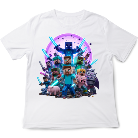 Tricouri Copii - Tricou copii Minecraft, alb, premium, 3-4 ani