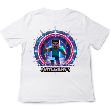 Tricouri Copii - Tricou copii Minecraft, alb, premium, 3-4 ani