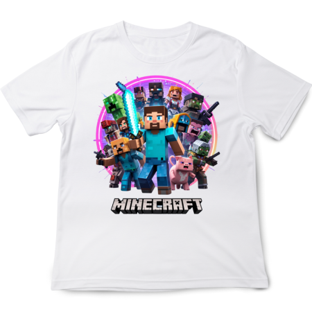 Tricouri Copii - Tricou copii Minecraft, alb, premium, 3-4 ani