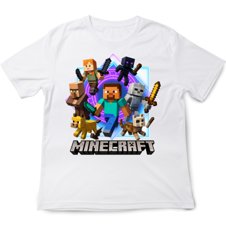 Tricouri Copii - Tricou copii Minecraft, alb, premium, 3-4 ani