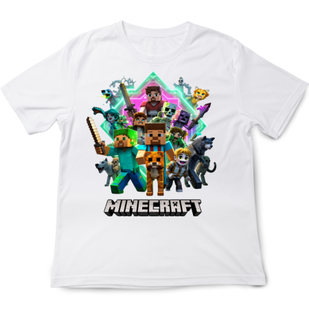 Tricouri Copii - Tricou copii Minecraft, alb, premium, 3-4 ani