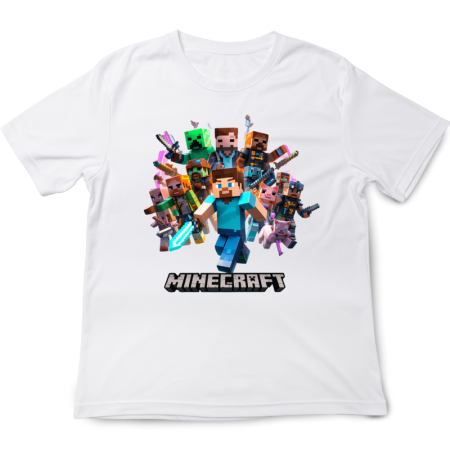 Tricouri Copii - Tricou copii Minecraft, alb, premium, 3-4 ani