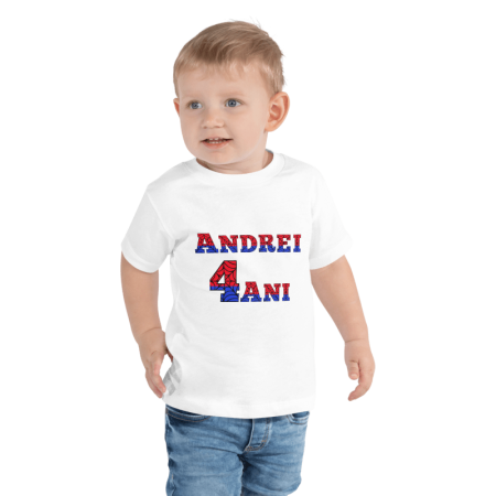 Tricouri Copii - Tricou copii personalizat 4 ani, tematica Spiderman, pentru ANDREI 4 ani