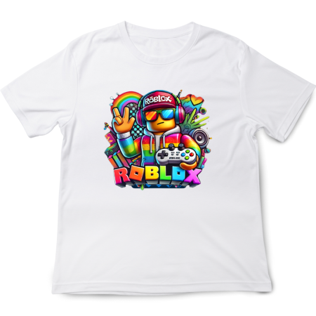 Tricouri Copii - Tricou copii Roblox, alb, bumbac, 5-6 ani