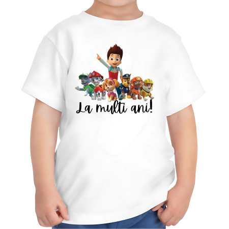 Tricouri Copii - Tricou copii, zi de nastere, La multi ani, tematica Patrula Catelusilor (Paw Patrol), pentru baieti, 3 ani