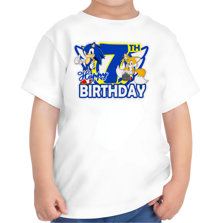 Tricouri Copii - Tricou copii zi de nastere, tematica Sonic, La multi ani, 7 ani