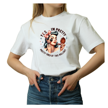 Tricouri Personalizate - Tricou Dama alb, retro stil USA, cu text sarcastic