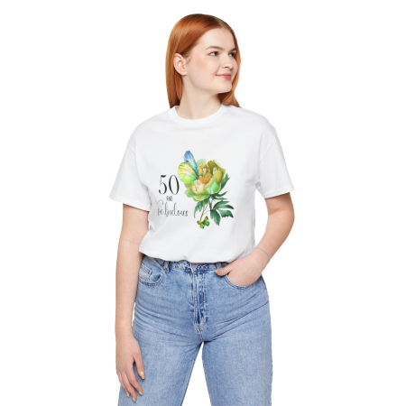 Tricouri Personalizate - Tricou Dama, Aniversar 50 ani, alb