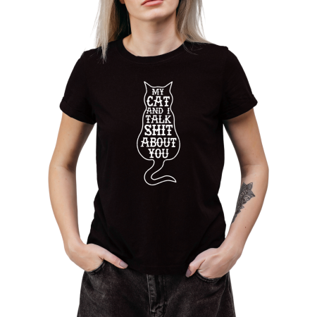 Tricouri Personalizate - Tricou Dama Pisici alb cu grafica amuzanta si text ironic