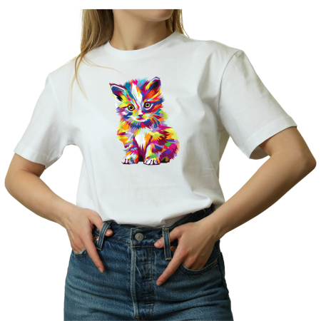 Tricouri Personalizate - Tricou Dama Pisici furioase si replica ironica, alb, bumbac