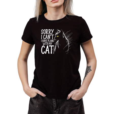 Tricouri Personalizate - Tricou Dama Pisici negru cu grafica amuzanta si text ironic