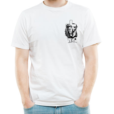 Tricouri Personalizate - Tricou FaithWear Alb Religios cu Semnul Crucii si Iisus, din Bumbac Premium