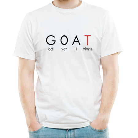 Tricouri Personalizate - Tricou FaithWear Alb Religios cu Semnul GOAT, din Bumbac Premium