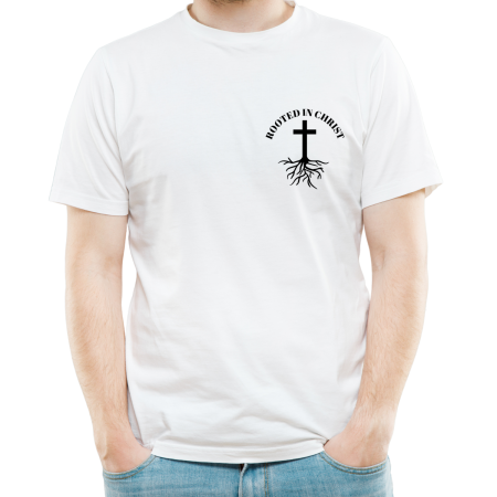 Tricouri Personalizate - Tricou FaithWear Alb Religios cu Semnul Sfintei Cruci, din Bumbac Premium