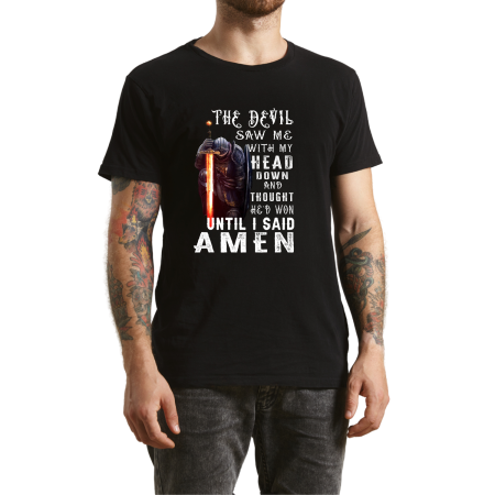 Tricouri Personalizate - Tricou FaithWear Negru Religios cu mesaj cu credinta, barbati, Warrior