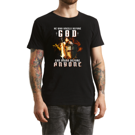 Tricouri Personalizate - Tricou FaithWear Negru Religios cu mesaj cu credinta, barbati Warrior