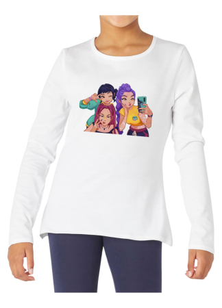 Tricouri Copii - Tricou fete K POP Demon Hunters, maneca lunga, alb, 5-6 ani