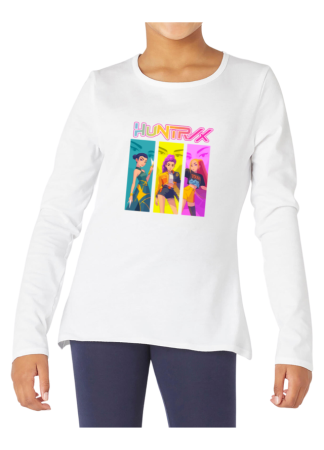 Tricouri Copii - Tricou fete K POP Demon Hunters, maneca lunga, alb, 5-6 ani