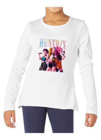 Tricouri Copii - Tricou fete K POP Demon Hunters, maneca lunga, alb, 5-6 ani