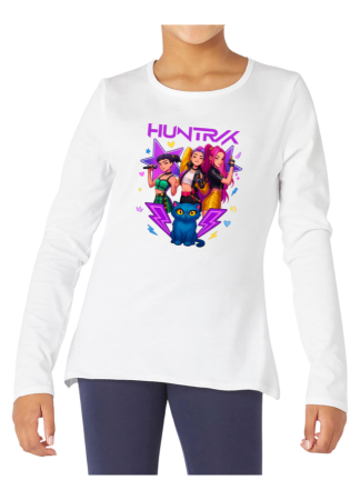 Tricouri Copii - Tricou fete K POP Demon Hunters, maneca lunga, alb, 9-10 ani